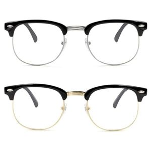 Blue Light Blocking Semi Rimless Non-Prescription Eyeglasses SET